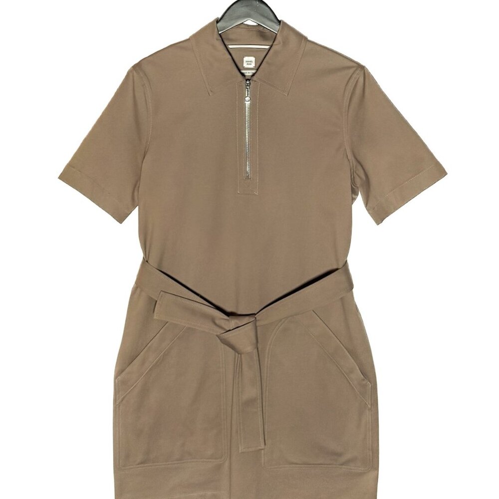 Hermès Light Brown Belted Zipped Mini Dress